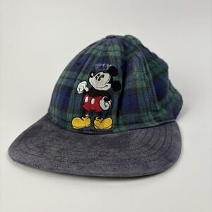 Vintage Mickey Mouse Hat Mens Snapback  Flannel Disney Store Adjustable Strap